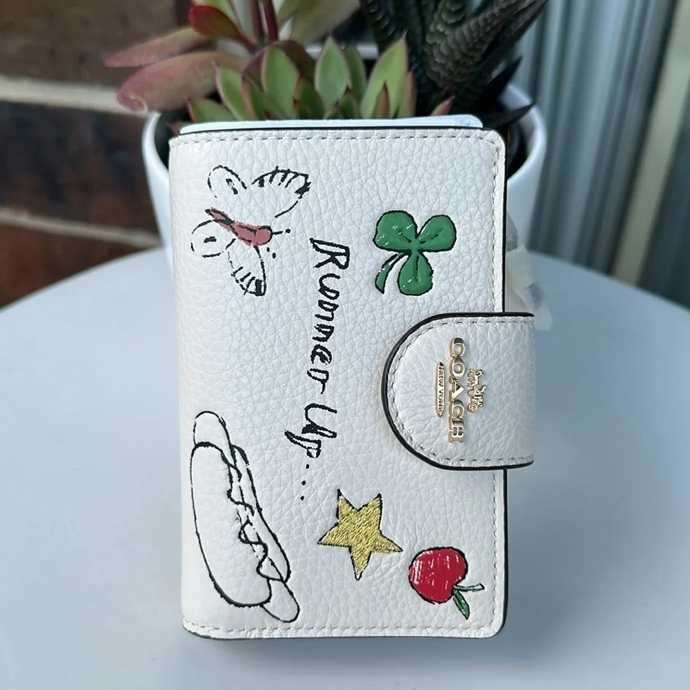 NEW Coach Medium Corner Zip Wallet With Sketch Print